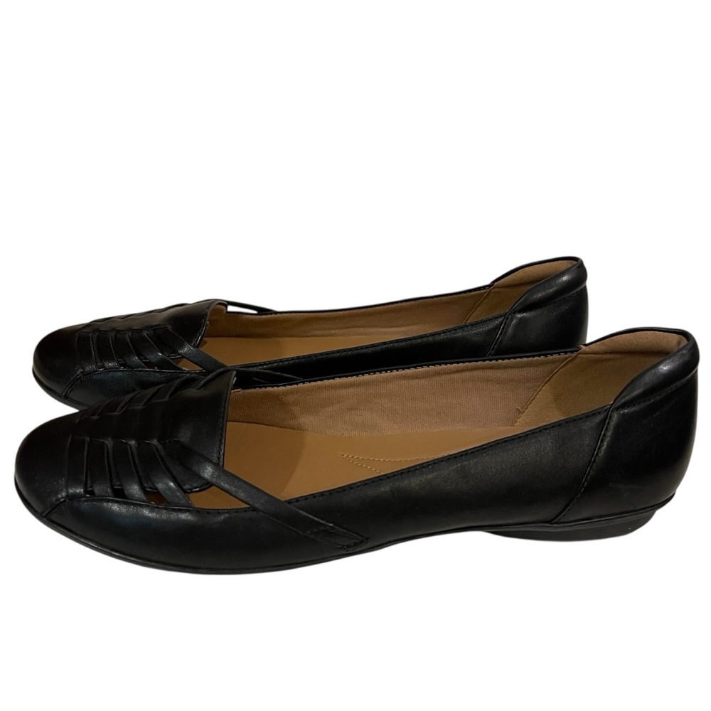 Women’s CLARKS Gracelin Gemma Black Leather Flats Shoes New - Picture 3 of 7
